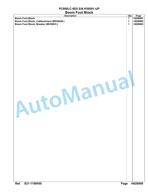 Komatsu PC800LC-8E0 Hydraulic Excavator Parts Manual K55001-UP-3