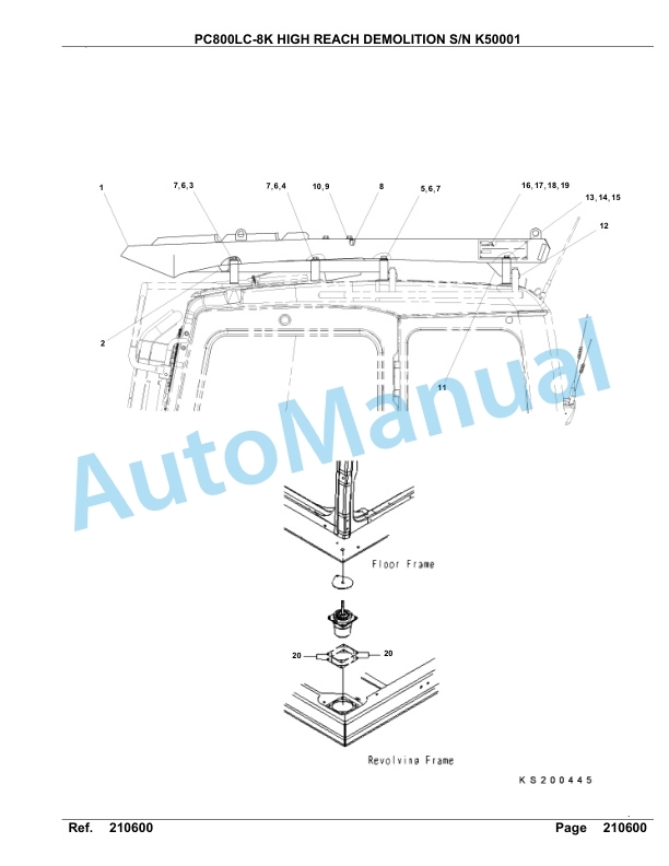 Komatsu PC800LC-8K High Reach Demolition Hydraulic Excavator Parts Manual K50001-UP-3
