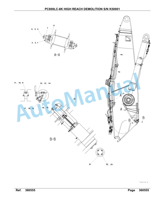 Komatsu PC800LC-8K High Reach Demolition Hydraulic Excavator Parts Manual K50001-UP-4