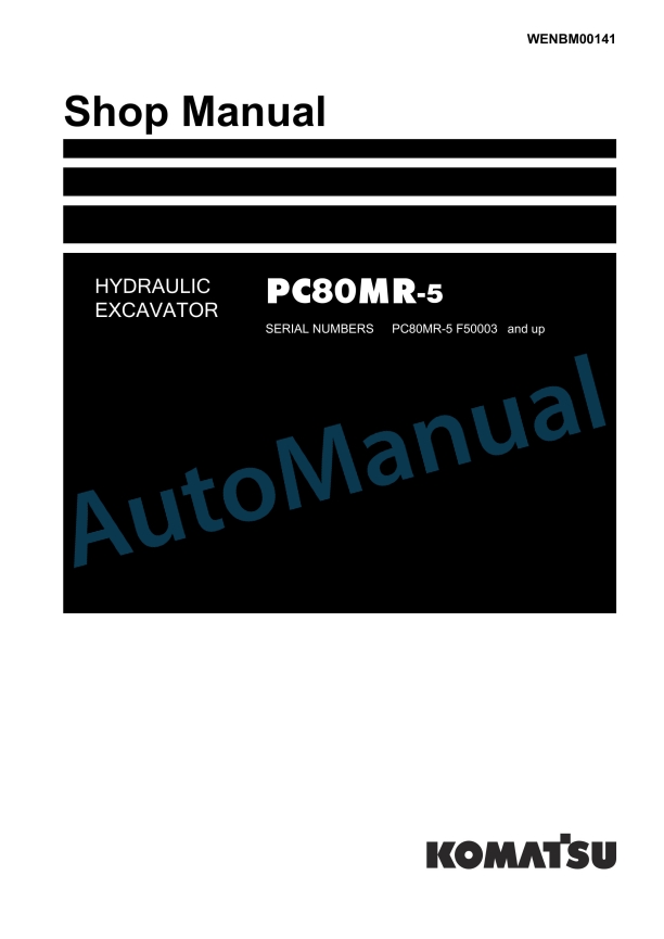 Komatsu PC80MR-5 Hydraulic Excavator Shop Manual WENBM00141