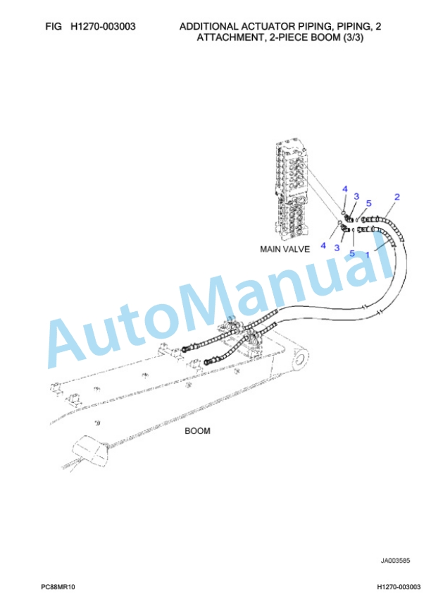 Komatsu PC88MR-10 Hydraulic Excavator Parts Manual F10003-3