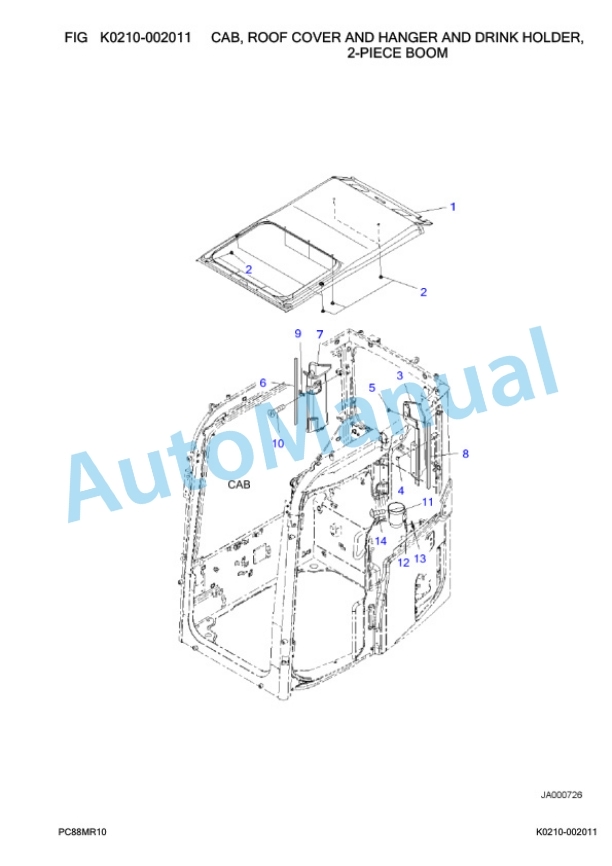 Komatsu PC88MR-10 Hydraulic Excavator Parts Manual F10003-4