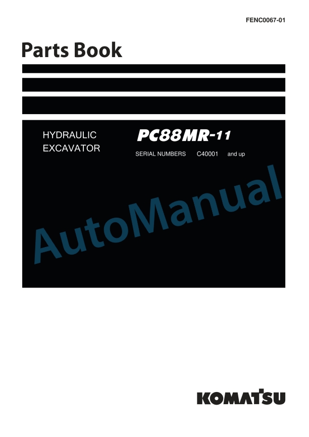 Komatsu PC88MR-11 Hydraulic Excavator Parts Manual FENC0067-01
