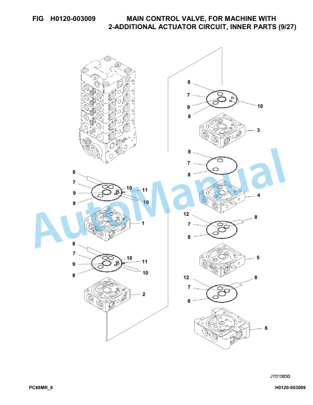 Komatsu PC88MR-8 Hydraulic Excavator Parts Manual F80003-UP-2