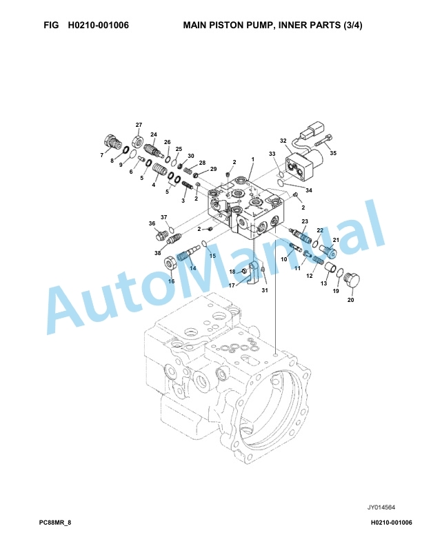 Komatsu PC88MR-8 Hydraulic Excavator Parts Manual F80003-UP-3