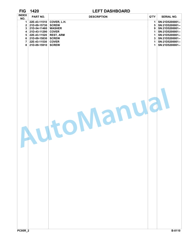 Komatsu PC95R-2 Hydraulic Excavator Parts Manual 21D5200001-up-2