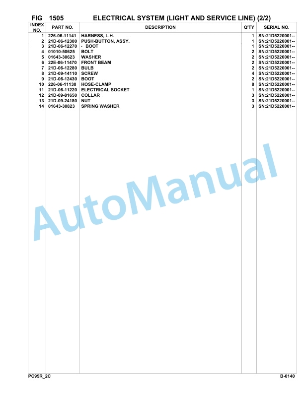 Komatsu PC95R-2 Hydraulic Excavator Parts Manual 21D5220001-up-2