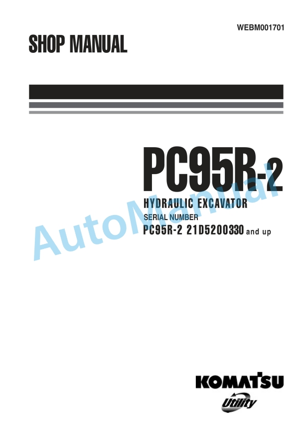 Komatsu PC95R-2 Hydraulic Excavator Shop Manual WEBM001701