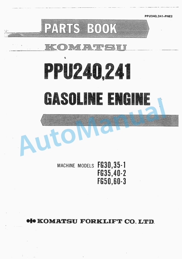 Komatsu PPU240, PPU241 Gasoline Engine Parts Manual PPU240,241-PNE2