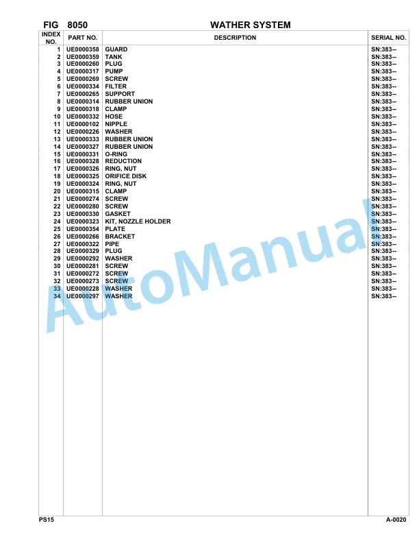 Komatsu PS15 Sweeper Parts Manual 383-UP-5