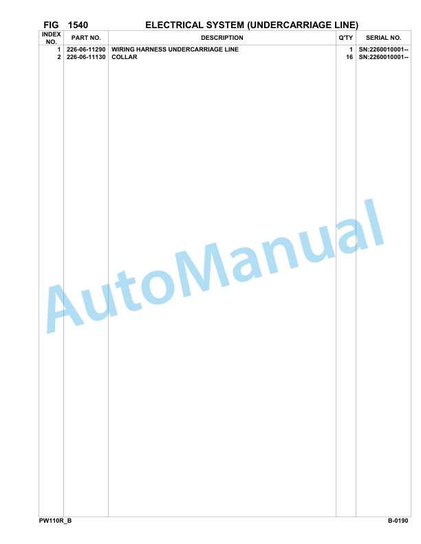 Komatsu PW110R-1 Hydraulic Excavator Parts Manual 2260010001-UP-2