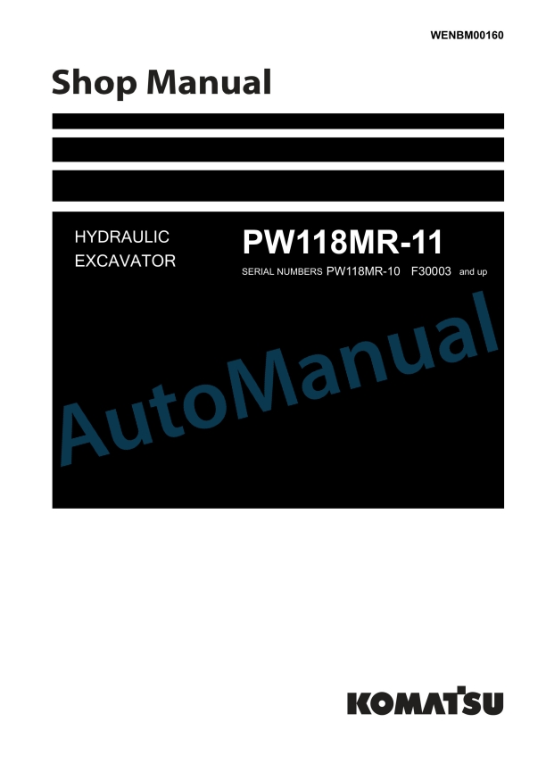 Komatsu PW118MR-11 Wheeled Excavator Shop Manual WENBM00160