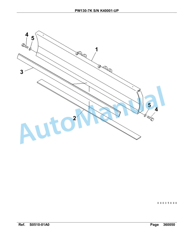 Komatsu PW130-7K Hydraulic Excavator Parts Manual SAA4D14U-4