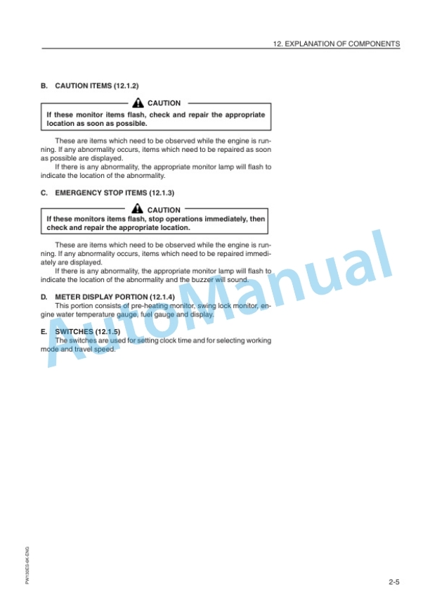Komatsu PW130ES-6K Hydraulic Excavator Operation and Maintenance Manual UEAM000900-2