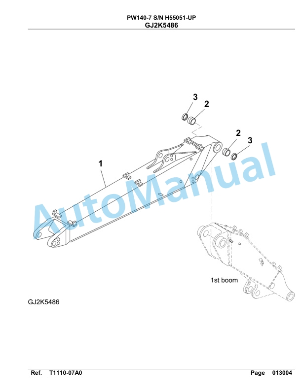 Komatsu PW140-7 Hydraulic Excavator Parts Manual SAA4D1CH-4