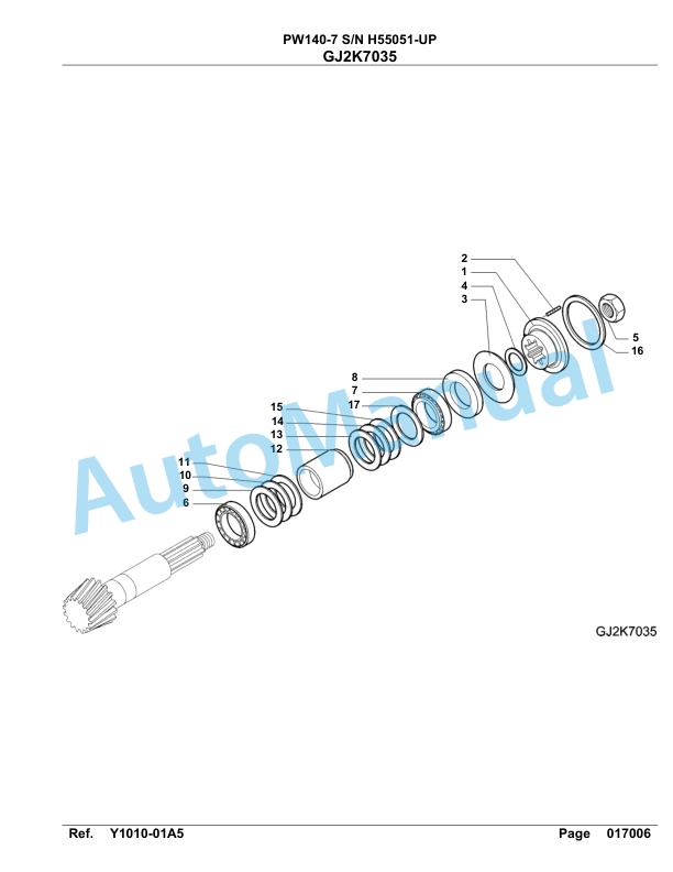 Komatsu PW140-7 Hydraulic Excavator Parts Manual SAA4D1CH-5