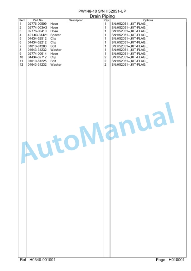 Komatsu PW148-10 Wheeled Excavator Parts Manual PC0000766H-2