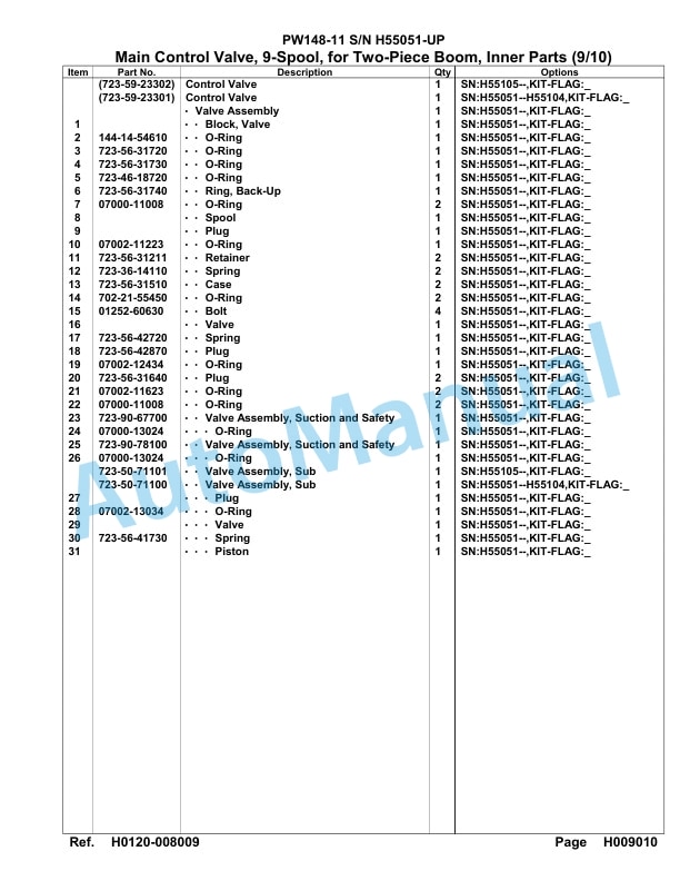 Komatsu PW148-11 Hydraulic Excavator Parts Manual PW00005H-2