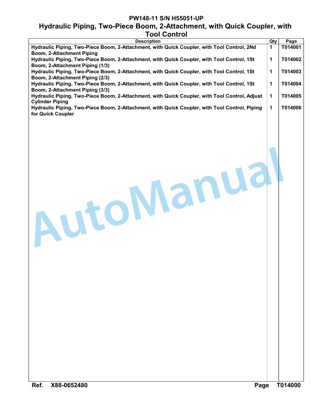 Komatsu PW148-11 Hydraulic Excavator Parts Manual PW00005H-5