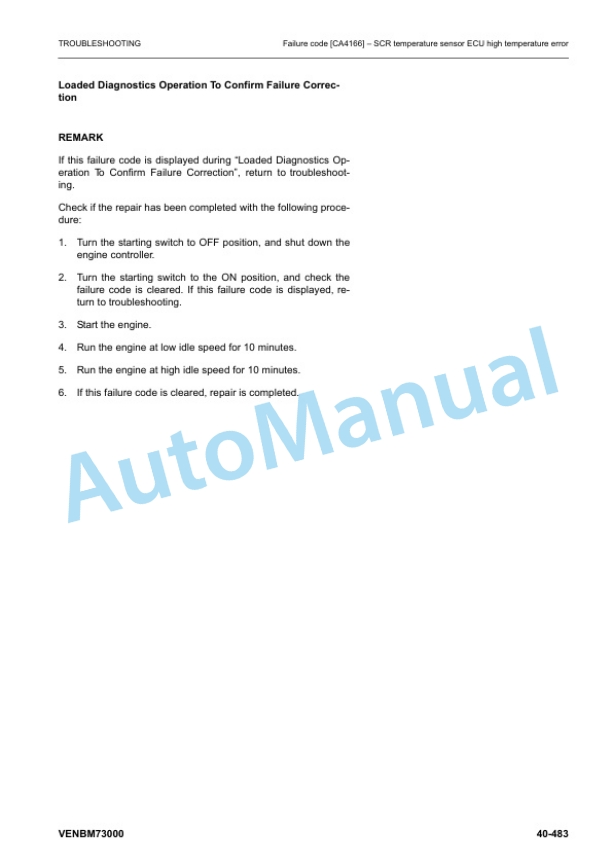 Komatsu PW148-11, PW158-11, PW160-11 Troubleshooting Manual VENBM73000-4