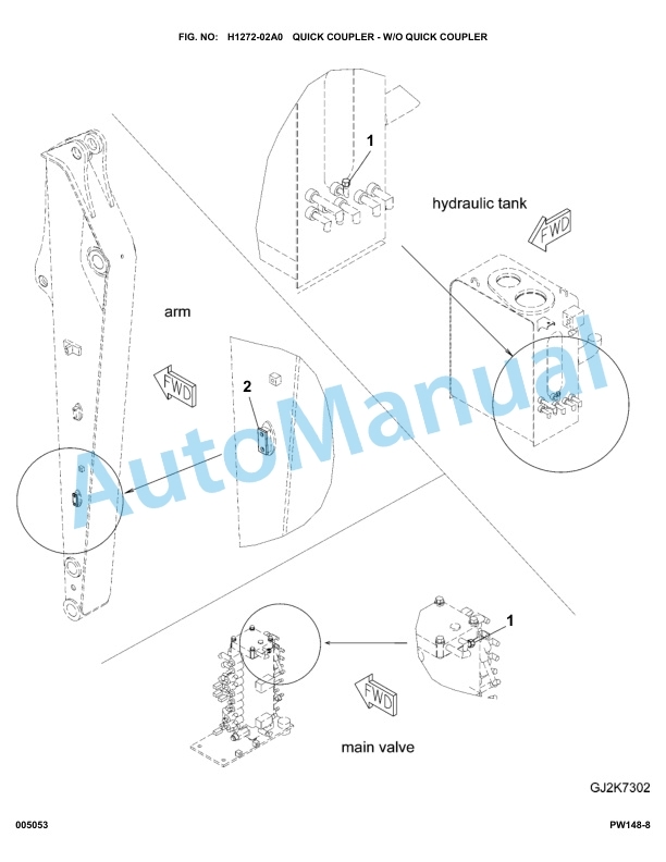 Komatsu PW148-8 Hydraulic Excavator Parts Manual H50051-UP-2