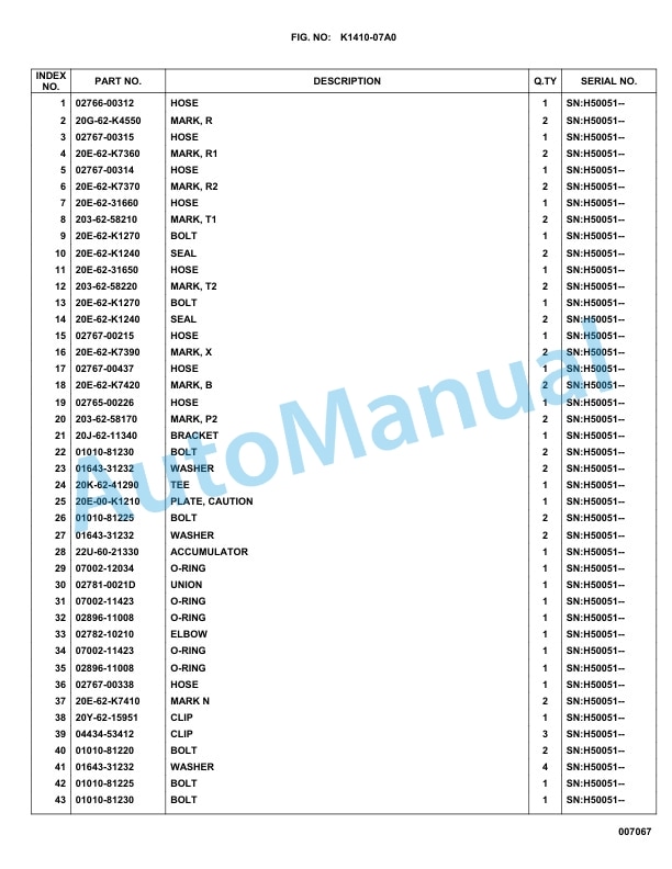 Komatsu PW148-8 Hydraulic Excavator Parts Manual H50051-UP-3