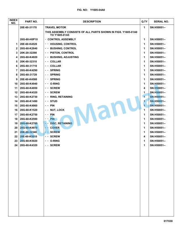 Komatsu PW148-8 Hydraulic Excavator Parts Manual H50051-UP-5