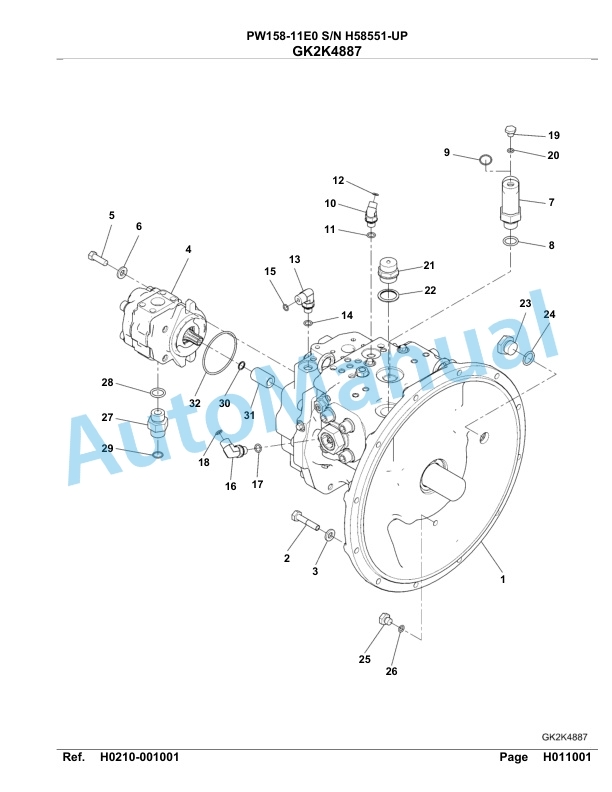 Komatsu PW158-11E0 Hydraulic Excavator Parts Manual PW00012H-2