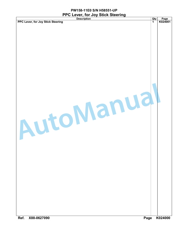 Komatsu PW158-11E0 Hydraulic Excavator Parts Manual PW00012H-3