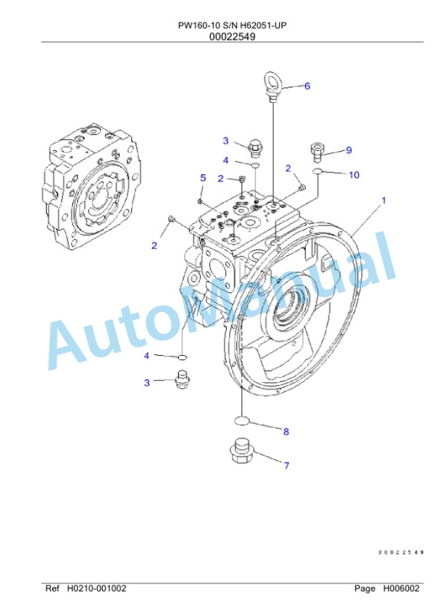 Komatsu PW160-10 Wheeled Excavator Parts Manual PW00001H-2