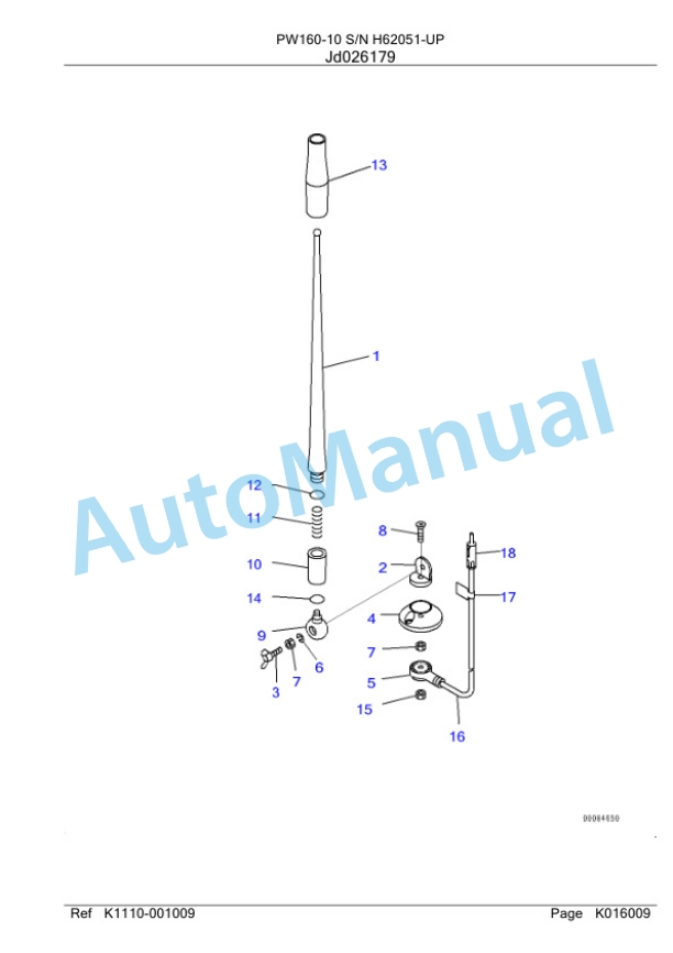 Komatsu PW160-10 Wheeled Excavator Parts Manual PW00001H-3