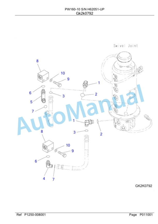 Komatsu PW160-10 Wheeled Excavator Parts Manual PW00001H-4