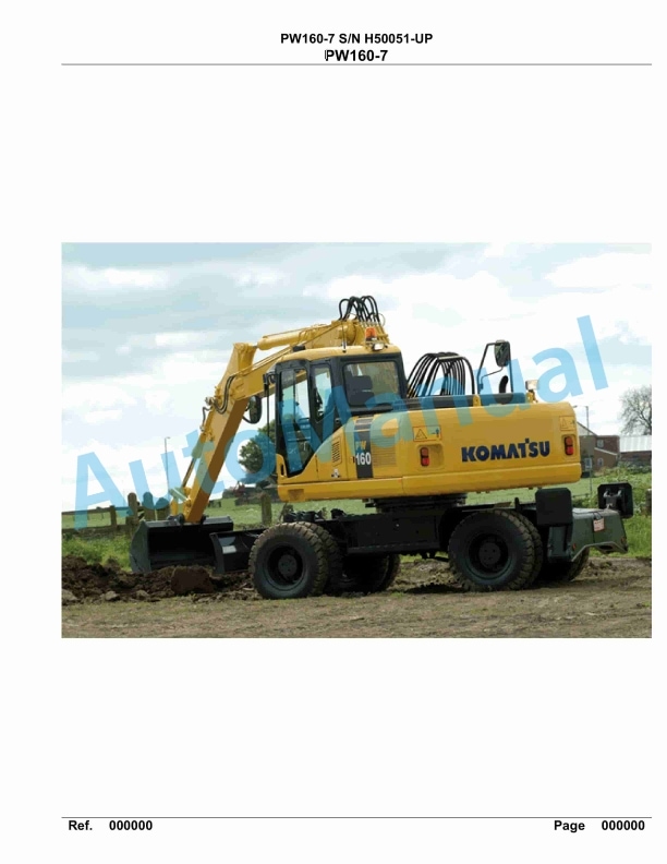 Komatsu PW160-7 Hydraulic Excavator Parts Manual H50051-UP