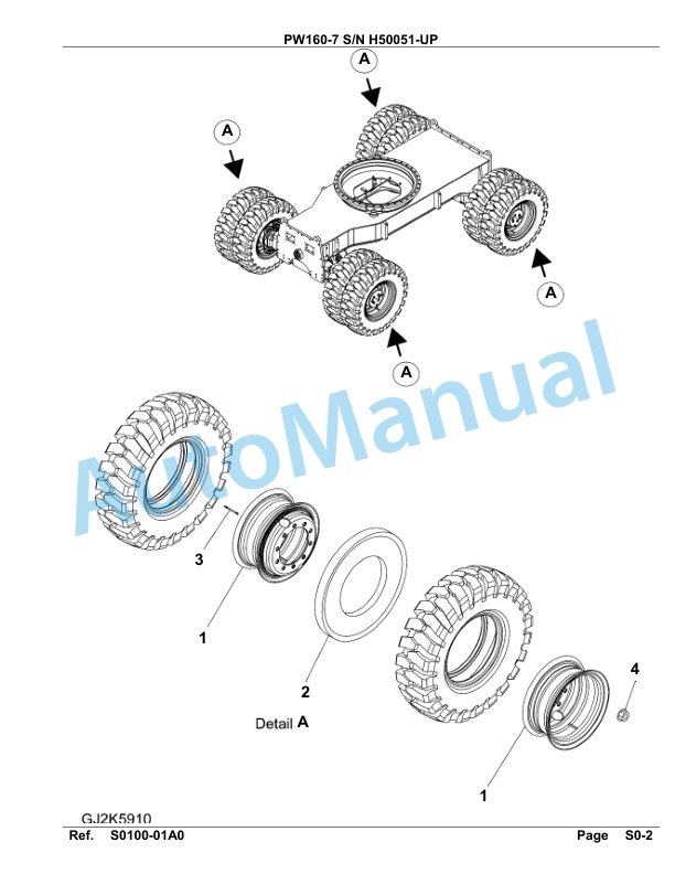 Komatsu PW160-7 Hydraulic Excavator Parts Manual H50051-UP-4