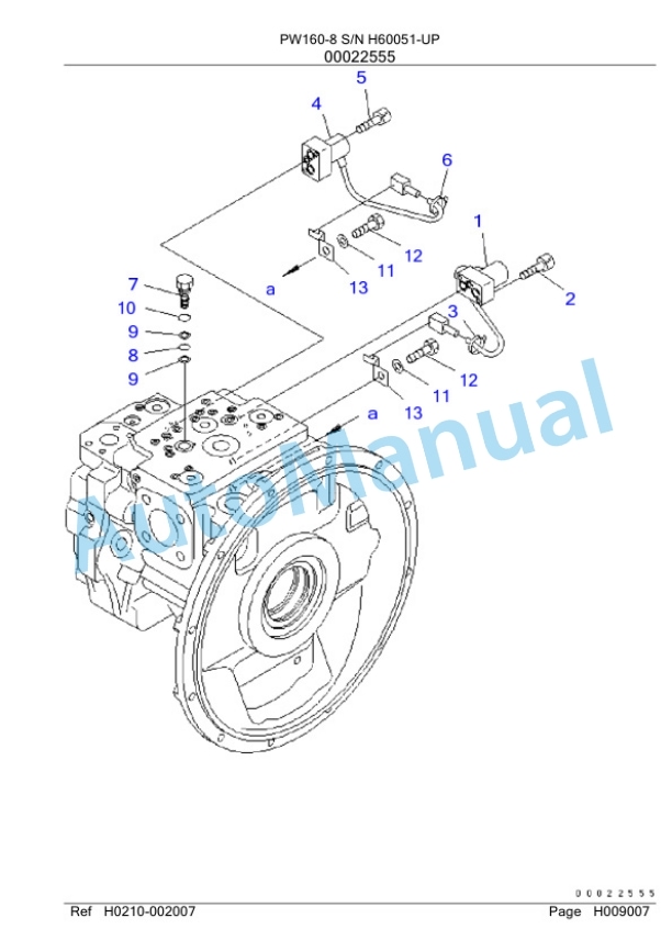 Komatsu PW160-8 Wheeled Excavator Parts Manual SAA4D1CH-3