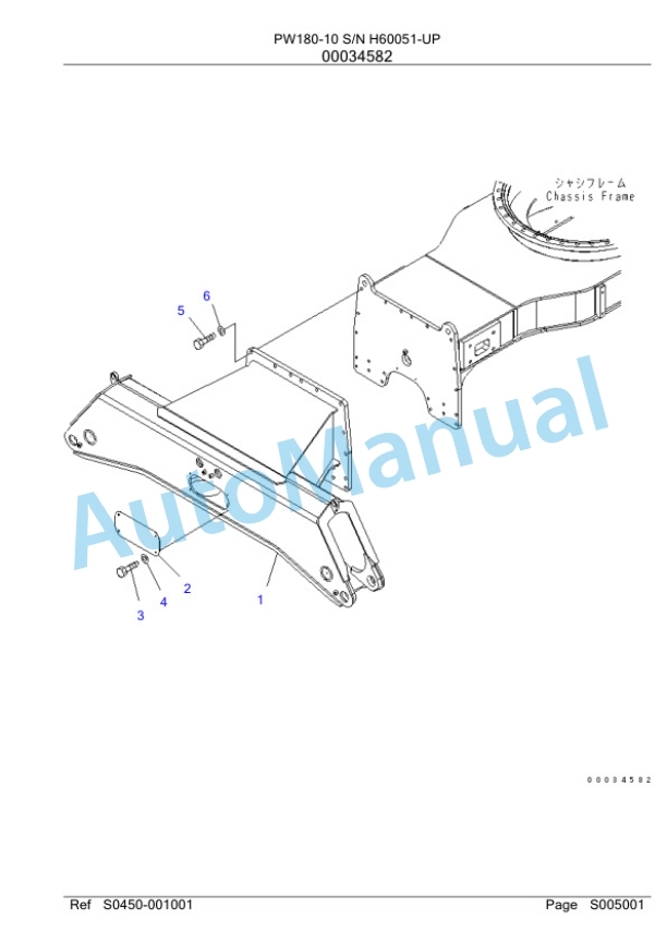 Komatsu PW180-10 Wheeled Excavator Parts Manual SAA6DE2H-4