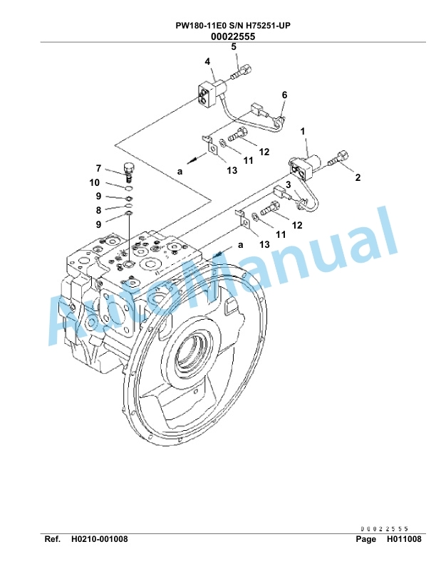 Komatsu PW180-11E0 Hydraulic Excavator Parts Manual PW00009H-2