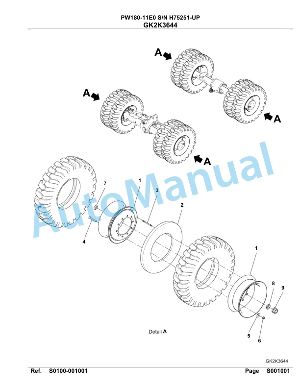 Komatsu PW180-11E0 Hydraulic Excavator Parts Manual PW00009H-4