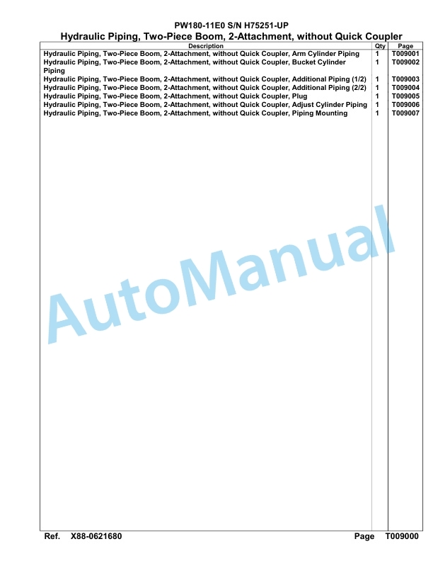Komatsu PW180-11E0 Hydraulic Excavator Parts Manual PW00009H-5