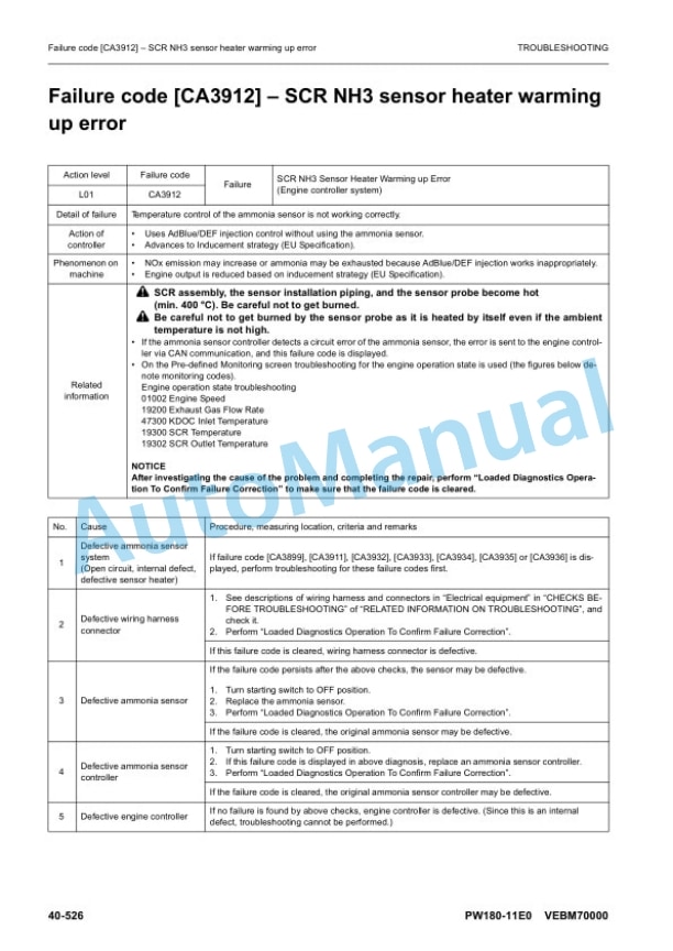 Komatsu PW180-11E0 Wheeled Excavator Shop Manual VENBM70000-4