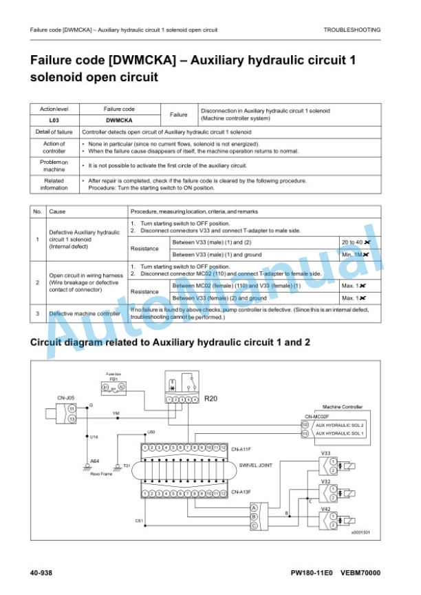 Komatsu PW180-11E0 Wheeled Excavator Shop Manual VENBM70000-5