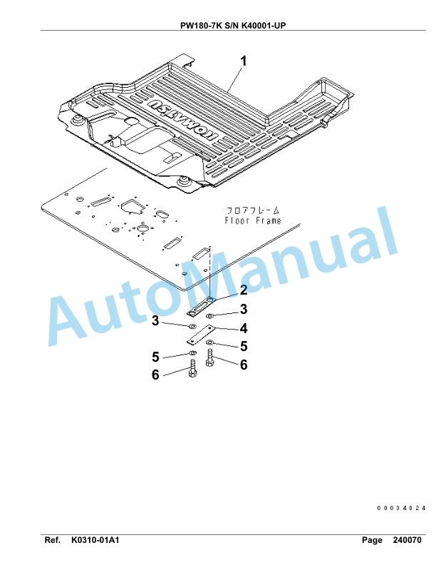 Komatsu PW180-7K Hydraulic Excavator Parts Manual SAA6D1EU-2