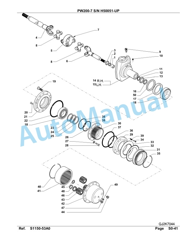 Komatsu PW200-7 Hydraulic Excavator Parts Manual H50051-UP-4