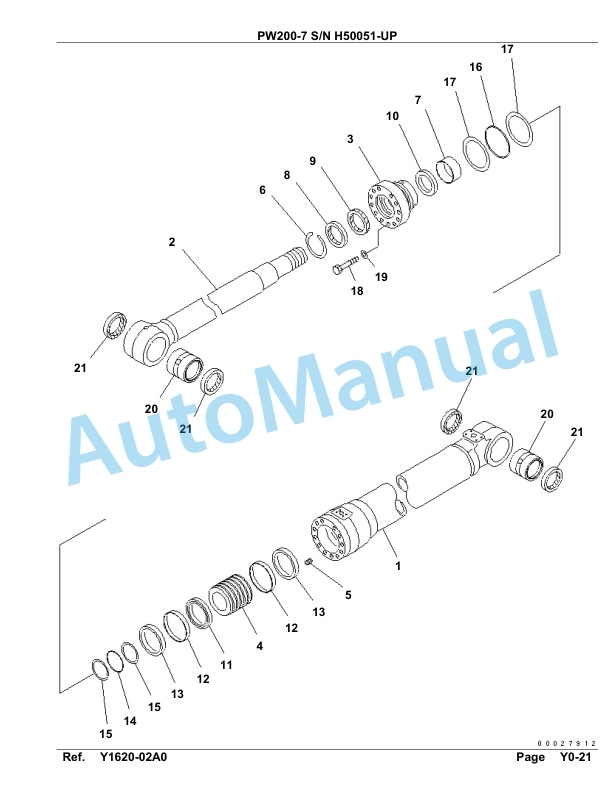 Komatsu PW200-7 Hydraulic Excavator Parts Manual H50051-UP-5