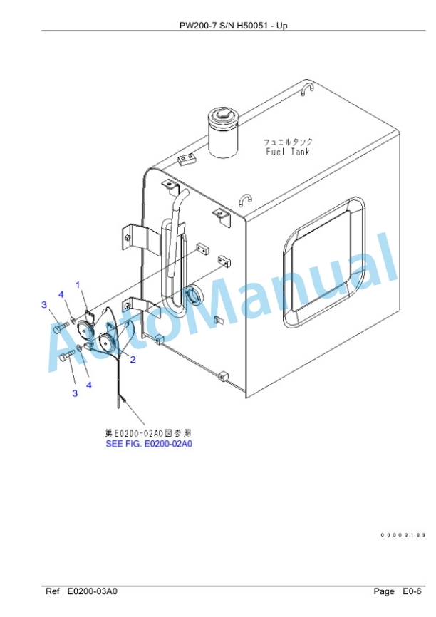 Komatsu PW200-7 Wheeled Excavator Parts Manual H50051-2