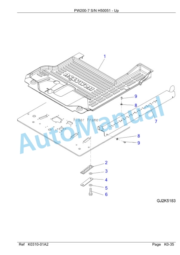 Komatsu PW200-7 Wheeled Excavator Parts Manual H50051-3