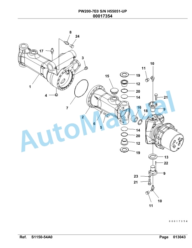 Komatsu PW200-7E0 Hydraulic Excavator Parts Manual H55051-UP-4