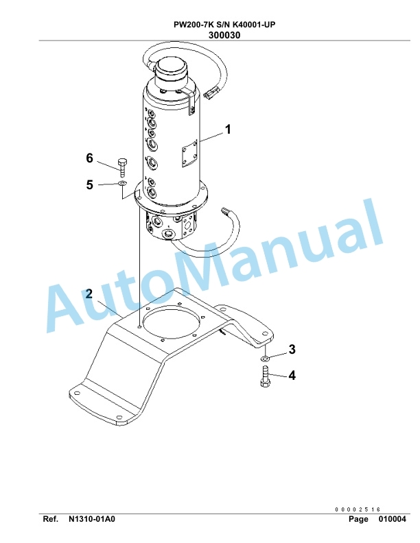 Komatsu PW200-7K Hydraulic Excavator Parts Manual SAA6D1AU-3