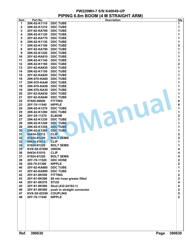 Komatsu PW220MH-7 Hydraulic Excavator Parts Manual K40049-up-4