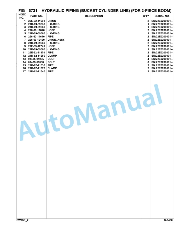 Komatsu PW75R-2 Hydraulic Excavator Parts Manual 22E0200001-up-5